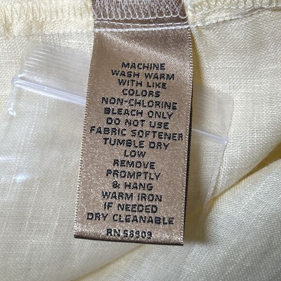 Gold Label Investments Women’s 18 Yellow Linen Button Down Roll Tab Collar Shirt - Picture 7 of 8